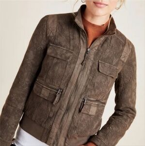 Marrakech Anthro Jacket Bomber Colby Jacquard Green Small Coat Layered